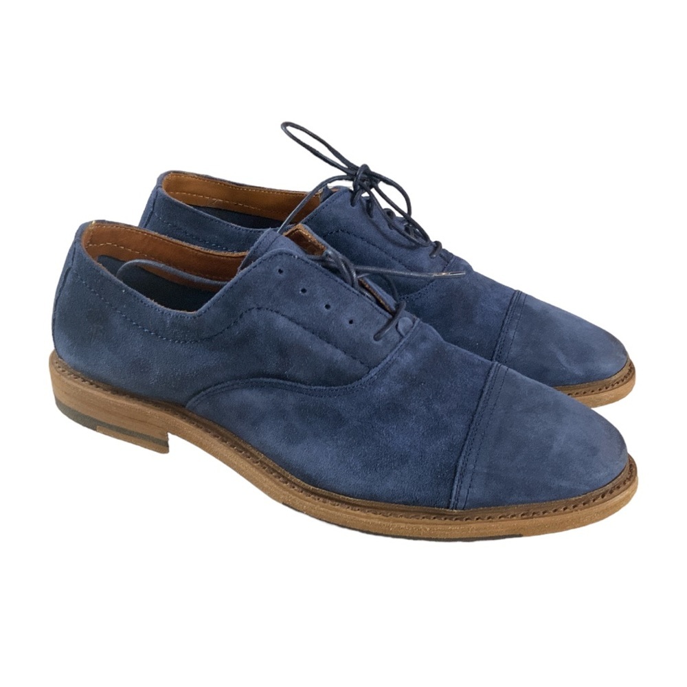 Fry Paul Bal Cap Toe Oxford Suede Navy Blue Waxed leather shoes, Men’s Sz 9